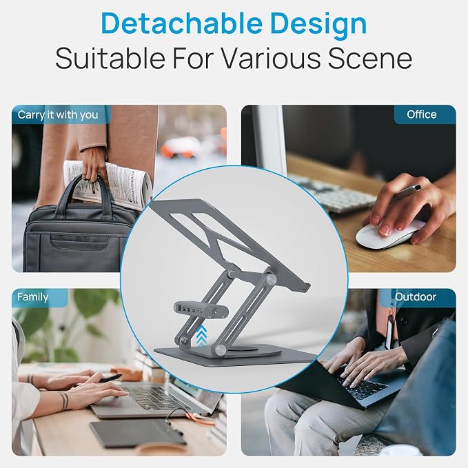 Adjustable Laptop Stand with 360 Rotating Base & USB Docking Station - Image 8