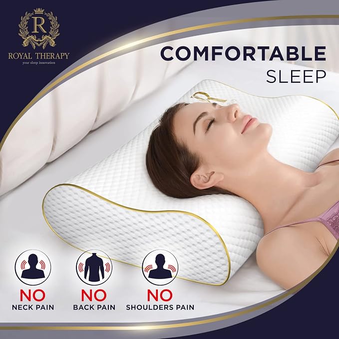 Royal Therapy Memory Foam Pillow, Queen Neck Pain Relief, Contour Cervical - Image 3