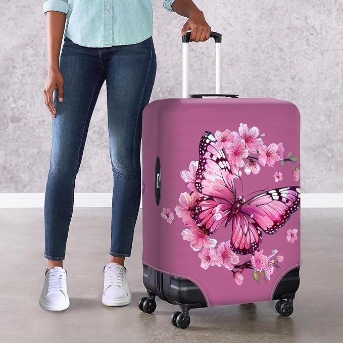 Purple Butterfly Luggage Cover Anti-scratch Baggage Suitcase Protector Fits - Image 4