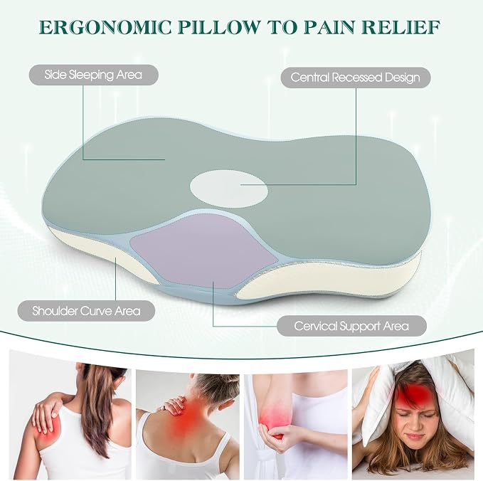Cervical Pillow for Neck and Shoulder Support, Ergonomic Memory Foam Contour - Image 3