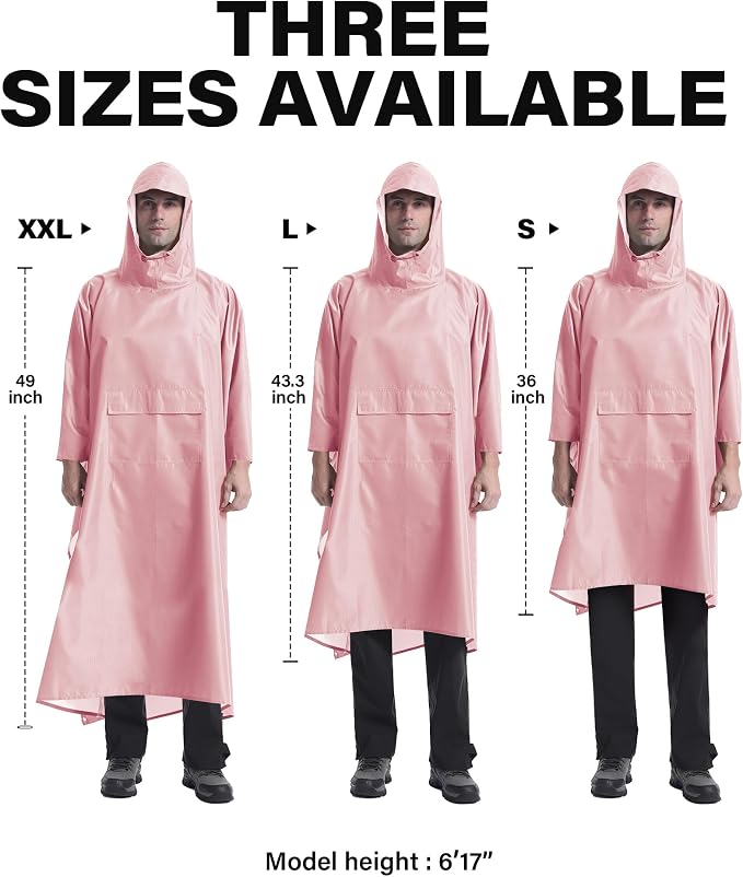 iCreek Hooded Rain Poncho with Pocket Waterproof Lightweight Unisex Raincoat - Image 6