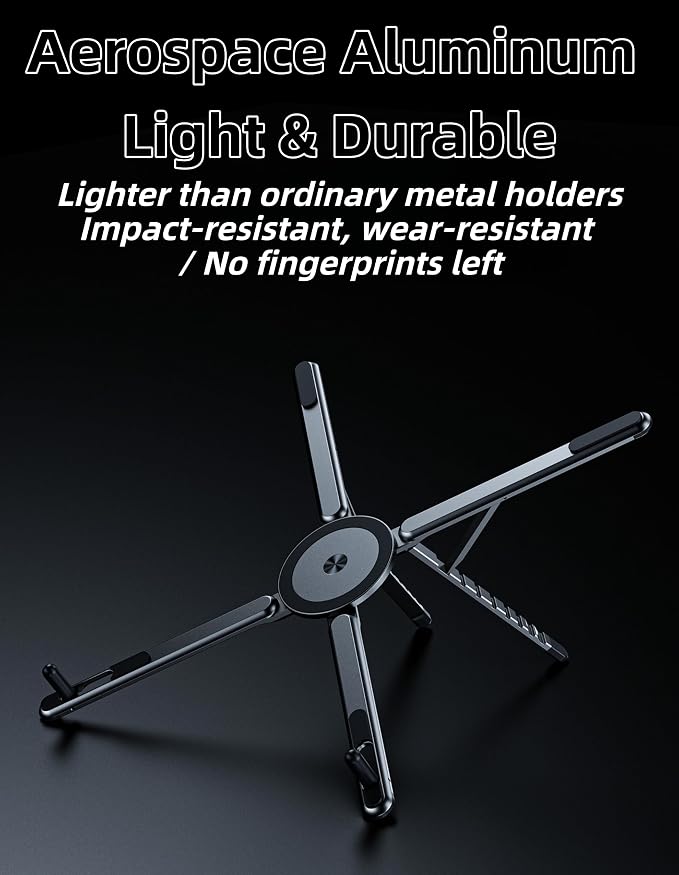 3-in-1 Folding Aluminum Alloy Laptop Stand, Height Adjustable Ergonomic - Image 4