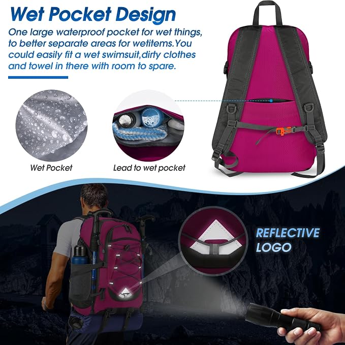 IGOLUMON Hiking Backpack 40L Packable Lightweight Camping Backpack Men Women - Image 5