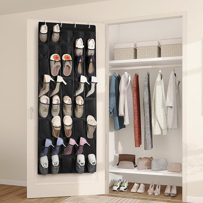 FENTEC 40 Large Pockets Over The Door Shoe Organizer, Mesh Hanging Shoe - Image 4