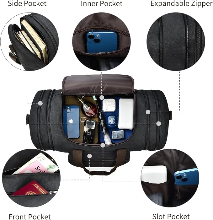 Dimayar Expandable Duffle Bag for Men, 50L Large-Capacity Weekender, - Image 5