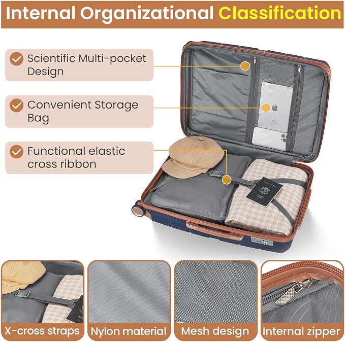 Campfun Luggage Sets 4 Piece, Expandable Carry On Luggage Set Hardshell PP - Image 5