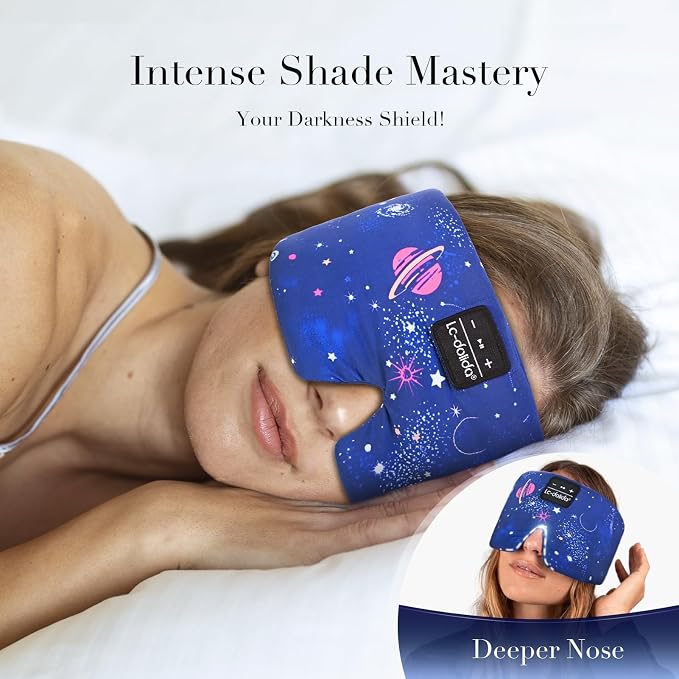 LC-dolida Sleep Mask with Bluetooth Headphones, Extra Large Silk Eye Mask - Image 2