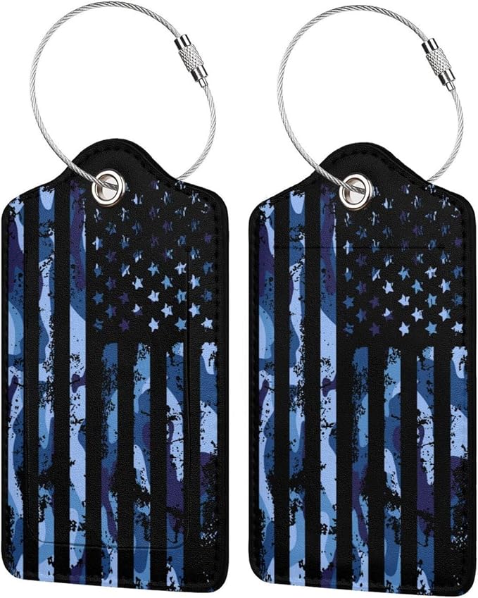 Set of 2 Luggage Tag for Suitcases Tie dye PU Leather Luggage Tag by OMXNAQZ