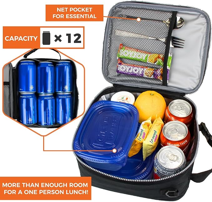 opux Insulated Lunch Box for Men Women Adult, Compact Lunch Bag for Kids Boy - Image 5