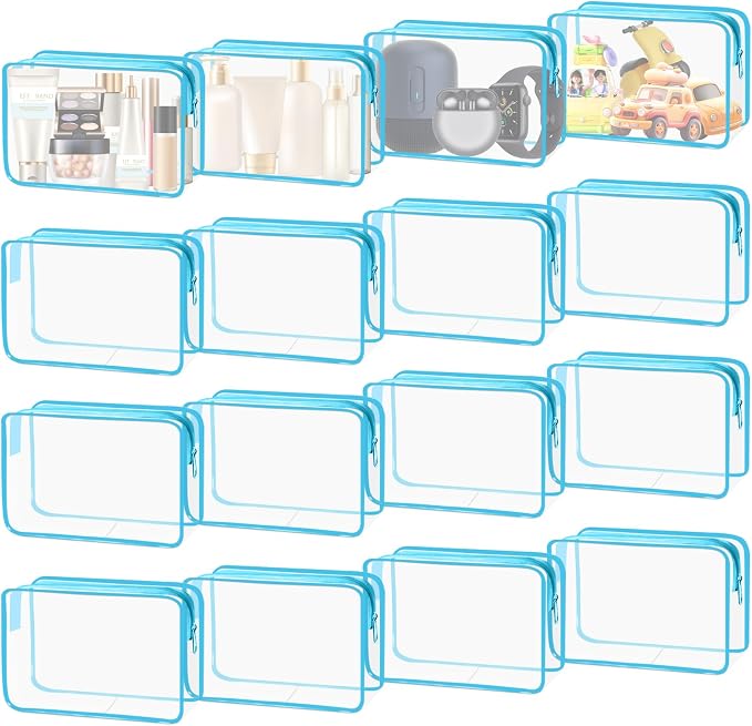 16 Pieces Clear Cosmetic Bags, PVC Clear Pouch by YedsIntu