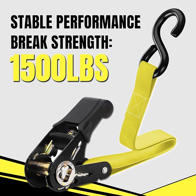 Cartman Ratchet Tie Down, 4Pk 15Ft, 500Lbs Load Cap/ 1500Lbs Break Strength - Image 4