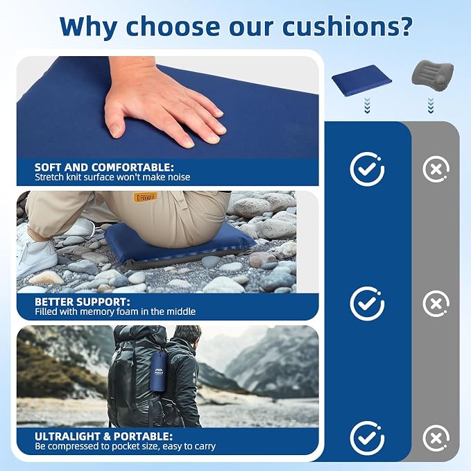 Inflatable Seat Cushion, Lightweight Self-Inflating Memory Foam Seat Cushion - Image 5