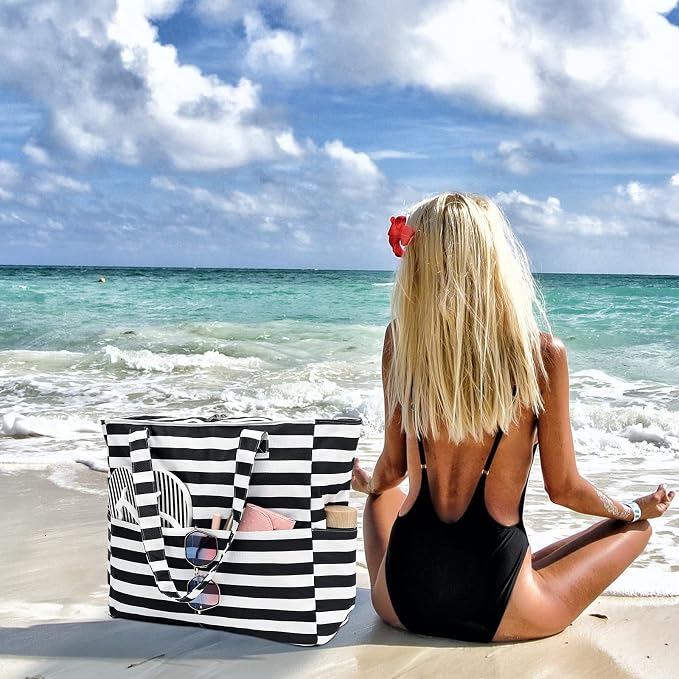 LEDAOU Beach Bag Waterproof Sandproof Women Tote Bag Pool Bag - Image 2