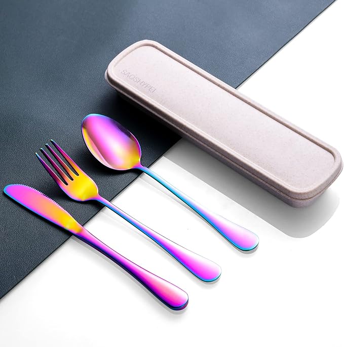 Portable Utensils Set with Case, Lunch Box Includ Fork Spoon Knife, Dishwasher - Image 2