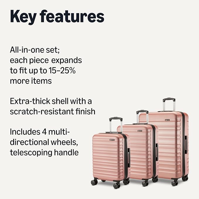 Amazon Basics 3-Piece Set, Hardshell Suitcases - Image 2