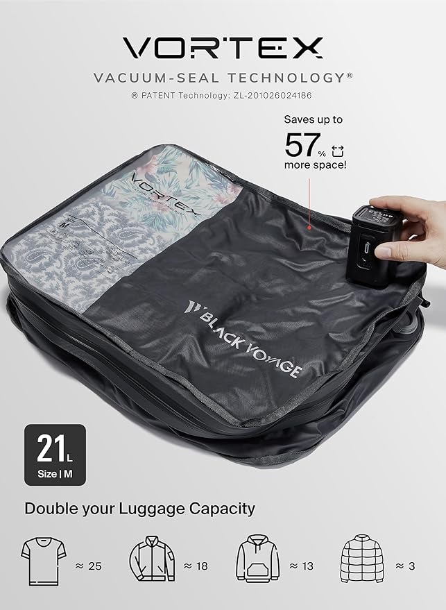 Black Voyage Reusable Vacuum Compression Travel Bag - Image 3