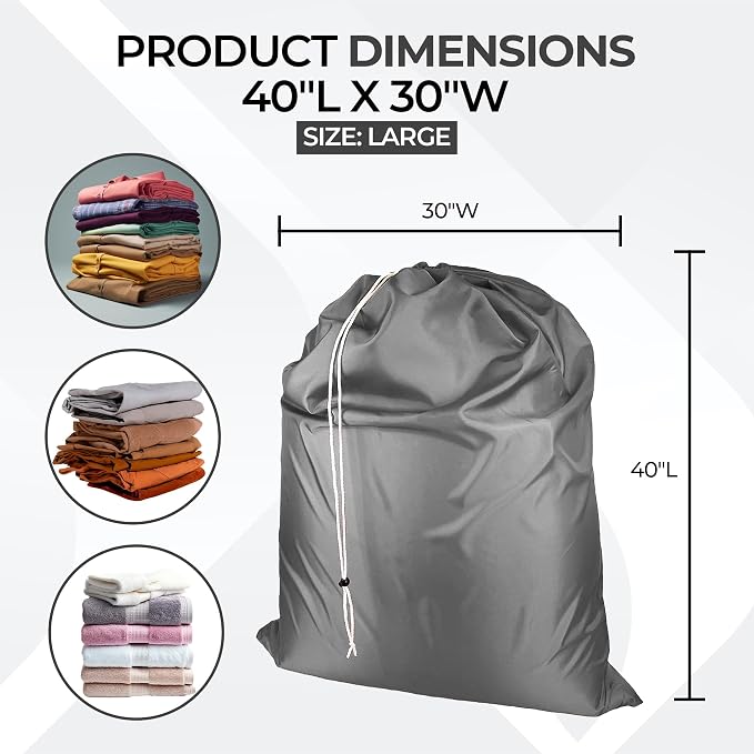 Laundry Bag with Locking Closure Drawstring – Extra Large Heavy Duty 100% Nylon - Image 2