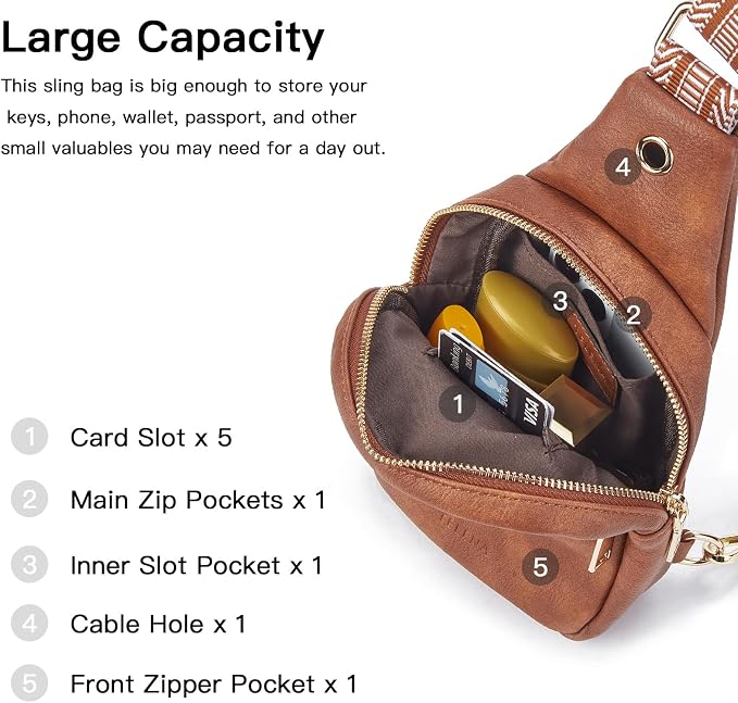 Telena Small Sling Bag for Women Leather Crossbody Fanny Packs Chest Bag for - Image 3