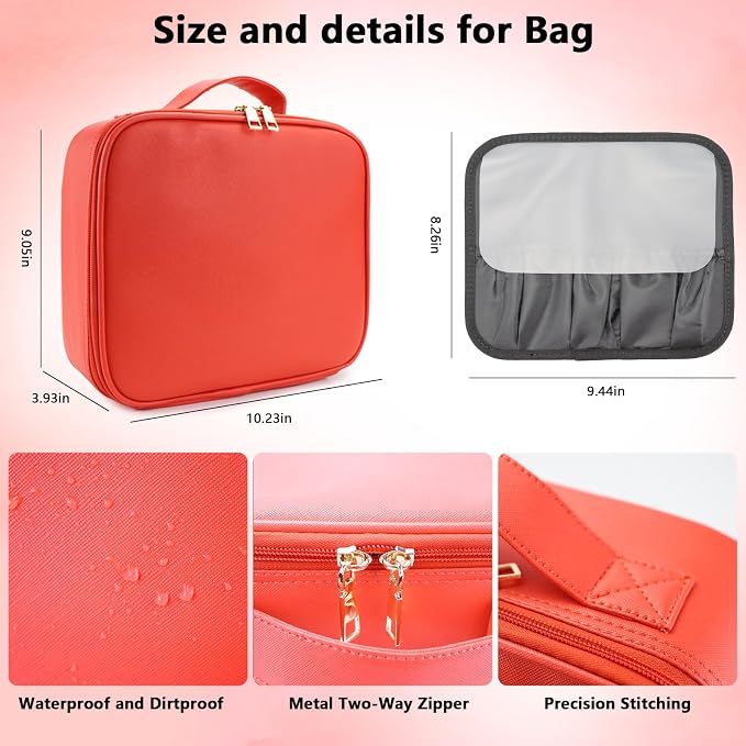 Travel Makeup Bag with LED Mirror Travel Makeup Organizer with 3 Lighted - Image 5