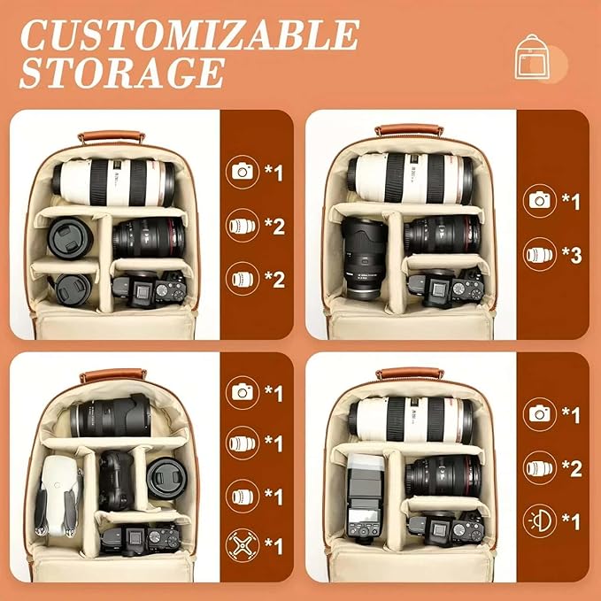 Small Camera Backpack, Classic PU Leather - Image 3