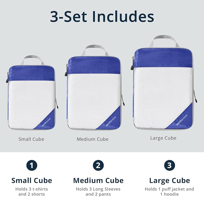 Compression Packing Cubes 3 Set, Compressible Space-Saving Packing Cubes - Image 3