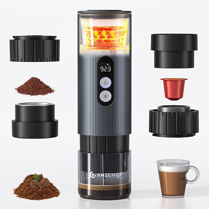 AMZCHEF Portable Espresso Machine w/ 9000mAh Battery & USB-C, 2-in-1 Travel by AMZCHEF