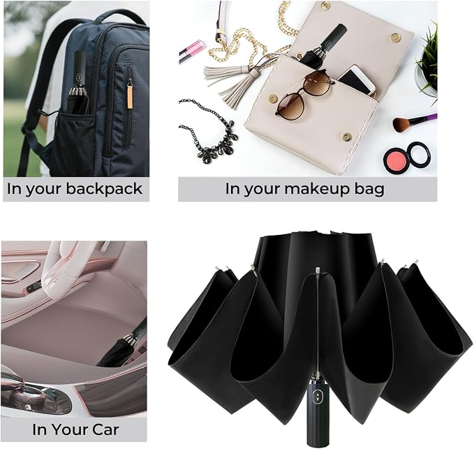 LLanxiry Compact Travel Umbrella, Mini Windproof Umbrellas - Image 7