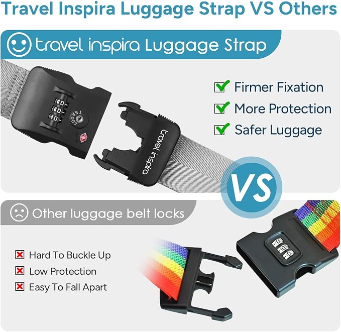 Travel Inspira Travel Belt for Luggage, TSA Approved Luggage Straps, 3-Dial - Image 6