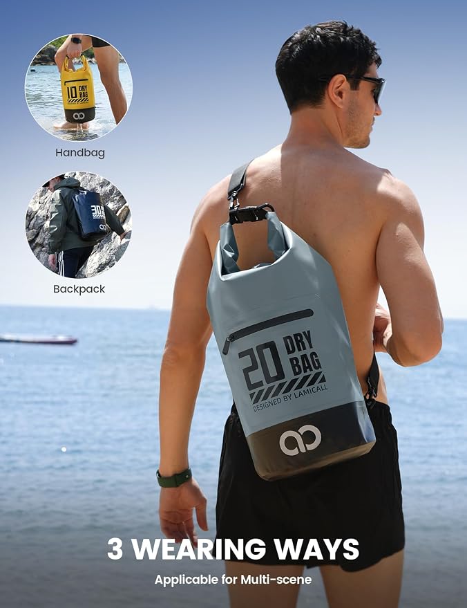 Lamicall Dry Bag Waterproof Backpack - 5L/10L/20L/30L/40L Roll Top Waterproof - Image 5