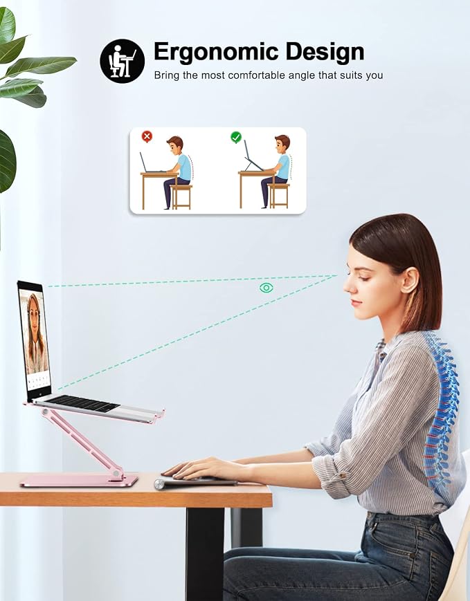 Foldable Laptop Stand, Height Adjustable Ergonomic Computer Stand - Image 2