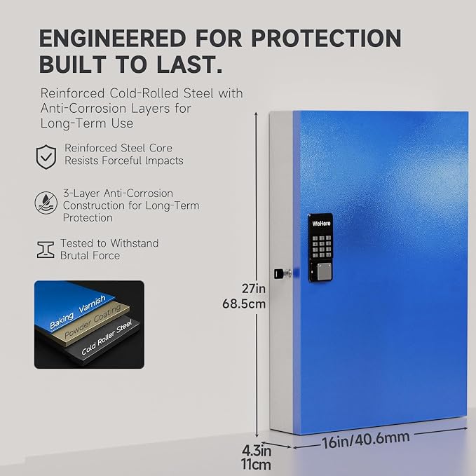 WeHere 192 Key Lock Box Wall Mount, APP Bluetooth/One Time Password/Wi-Fi - Image 2