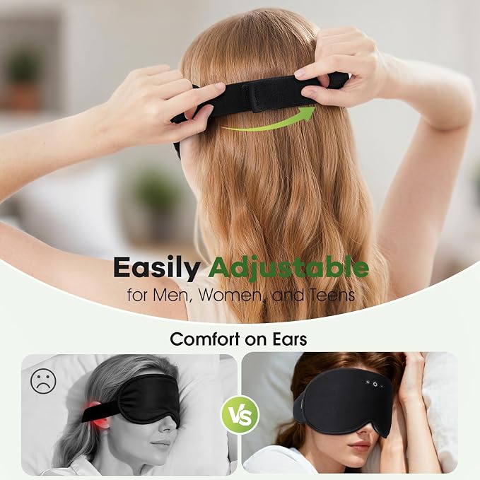 3D Sleep Headphones with Bluetooth 5.4 Sleep Mask, Bamboo Cotton Music Wireless - Image 5