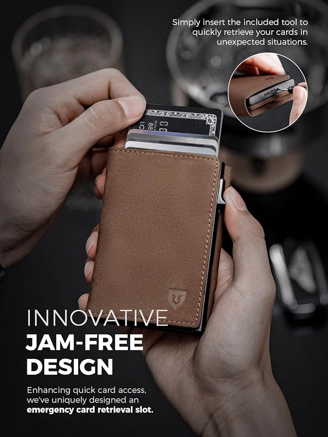 LORZOR Wallet for Men with Metal Card Holder, Pop Up Wallet, Finest Full Grain - Image 4