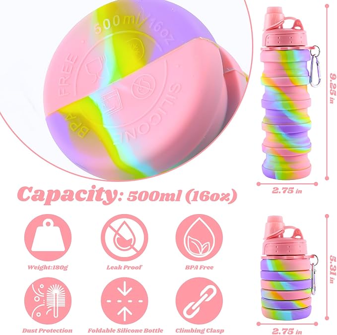 Collapsible Water Bottle for Adults, Reusable Silicone Foldable Water Bottles - Image 2