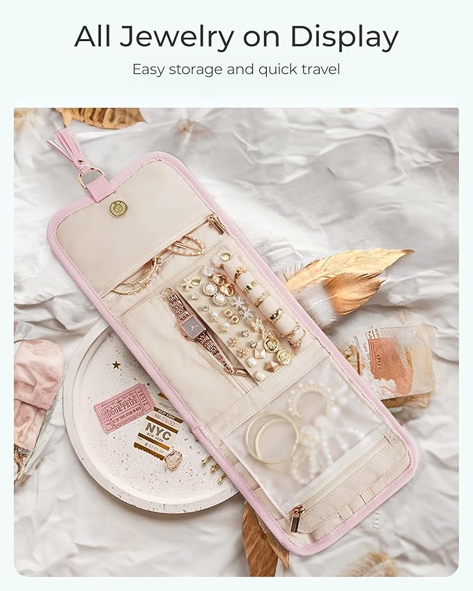 BAGSMART Travel Jewelry Case Organizer, Roll Foldable Jewelry Case - Image 2