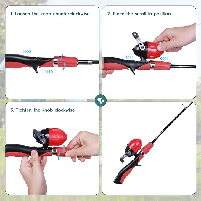 Urban Deco Kids Fishing Pole Kit 2 Pack, Portable Telescopic Kids Fishing Rod - Image 5