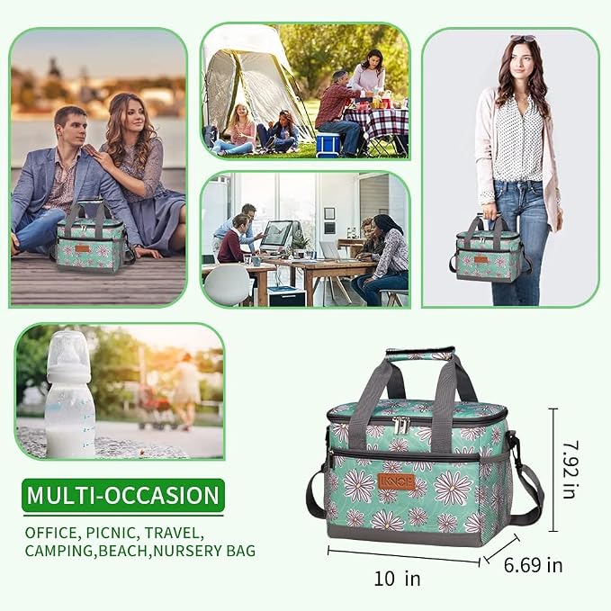 iknoe Large Foldable Cooler Bag, 8.5L Insulated Lunch Bag, Leakproof Lunch - Image 4