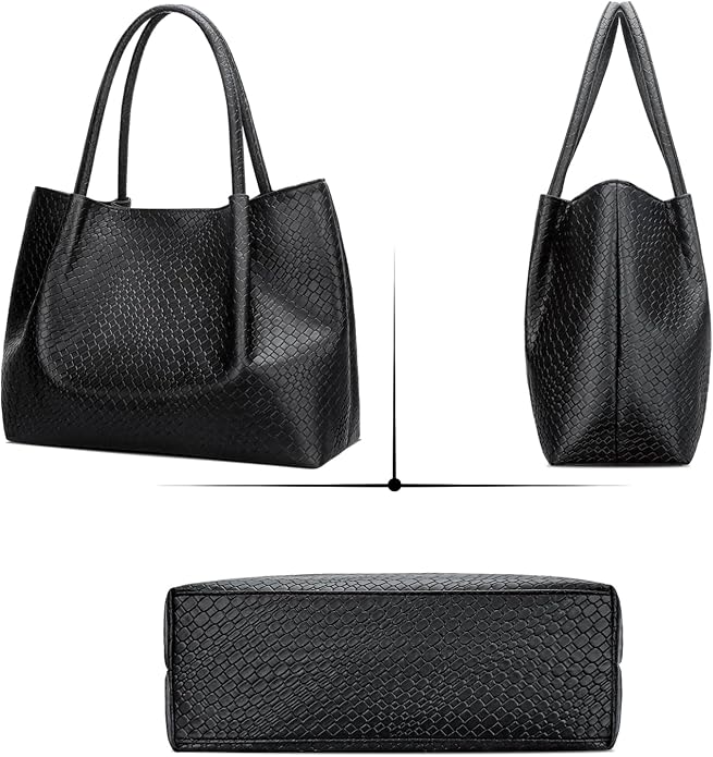 KKXIU Tote Bag for Women Vegan Leather Shoulder Purse Large Capacity Travel Bag - Image 3