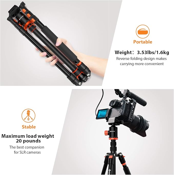 GEEKOTO Compact Aluminum Camera Tripod - Image 6