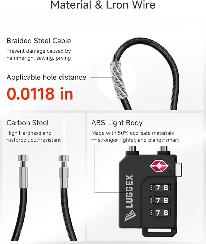 LUGGEX TSA Locks for Luggage, Suitcase Locks TSA Approved, Luggage Locks - Image 7