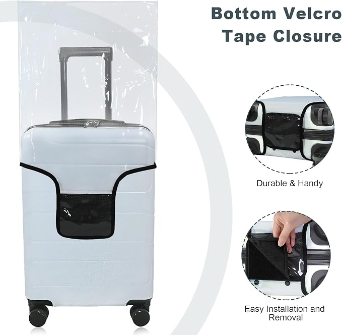 HYPER VENTURE Clear PVC Luggage Cover Full Transparent Suitcase Protector Fits - Image 4