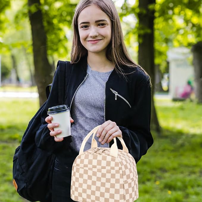 Bluboon Lunch Bag for Women Men Cute Corduroy Lunch Tote Bags Reusable - Image 4