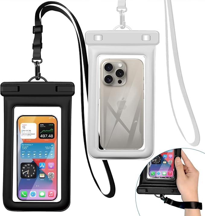 IPX8 Floating Waterproof Phone Pouch 2-Pack, 7.2 Inch Waterproof Pouch by Welcometothesun
