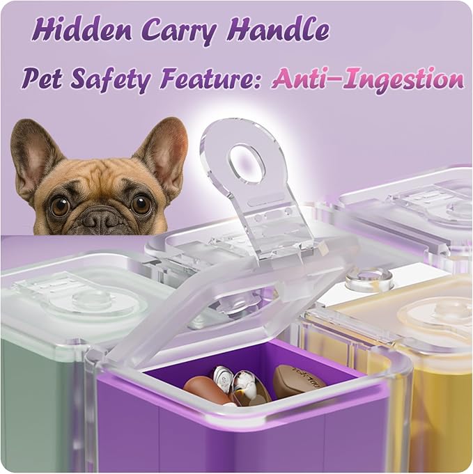 Purse Pill Organizer, Magnetic Cube Cute Pill Box, Pill Compact - Image 5