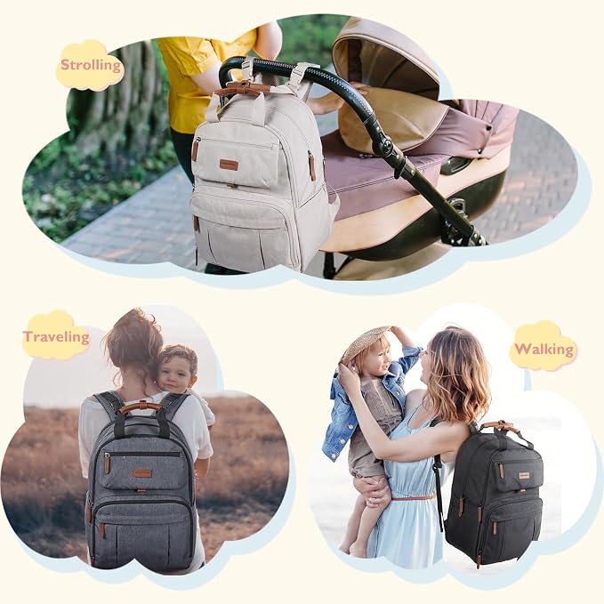 mommore Diaper Bag Backpack, Large Diaper Bag Expandable - Image 7