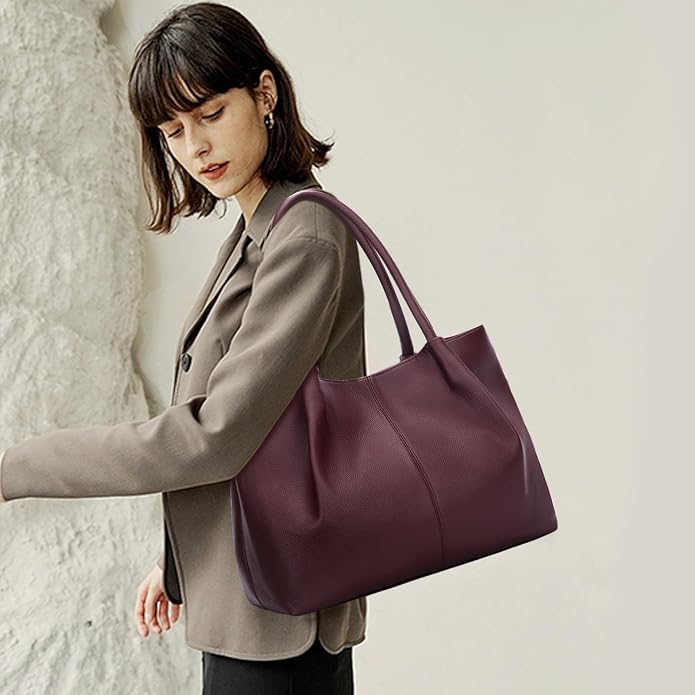 KKXIU Tote Bag for Women Vegan Leather Shoulder Purse Large Capacity Travel Bag - Image 3