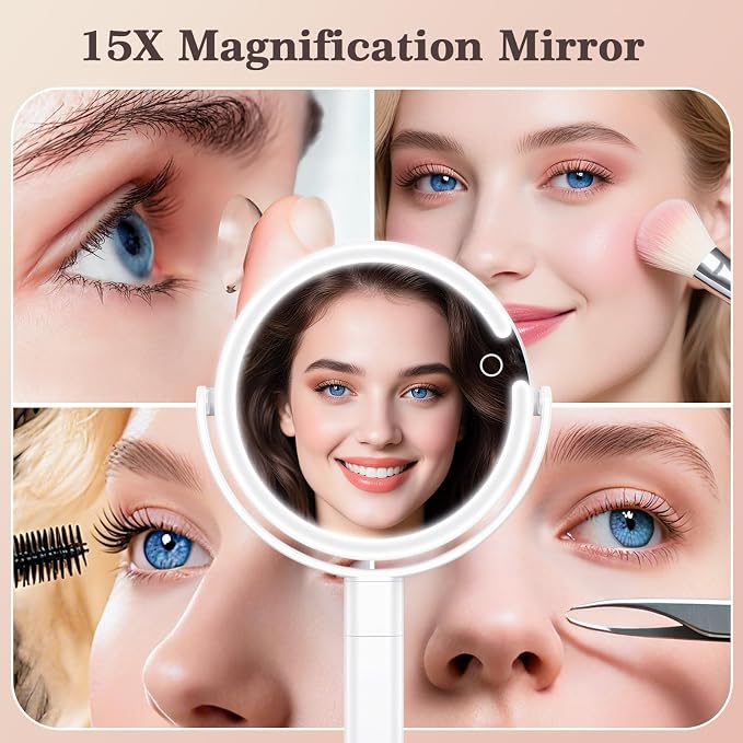 15X/1X Lighted Magnifying Mirror, 4000mAh Rechargeable Makeup Mirror - Image 3
