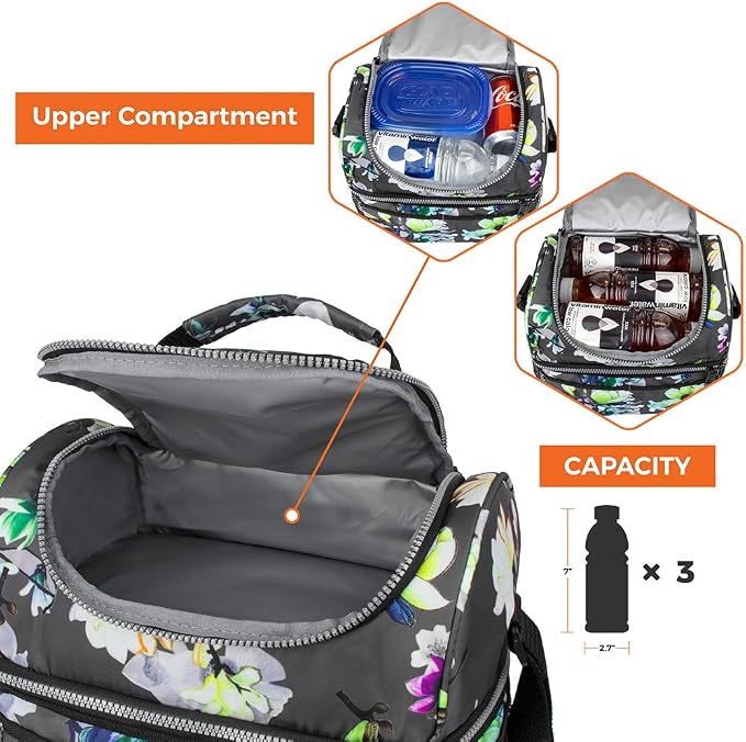 OPUX Lunch Box For Women, Insulated Large Lunch Bag Adult Work, Double Decker - Image 8