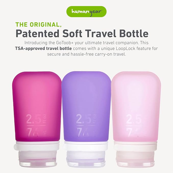 humangear GoToob+ 3-Pack | Refillable Silicone Travel Bottle | Locking Lid | - Image 2