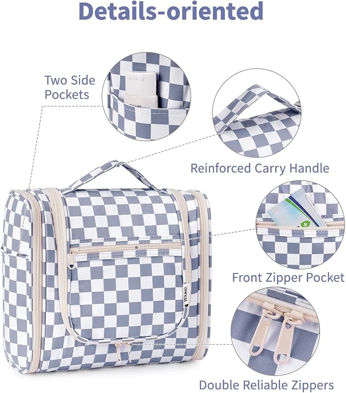 Narwey Checked Hanging Travel Toiletry Bag - Image 6
